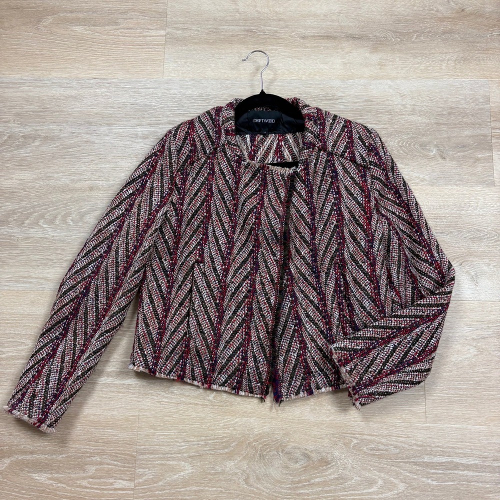DRIFTWOOD Wool Blend Chevron Pattern Cropped‎ Jacket Blazer Women's Medium